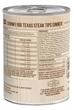 Merrick Chunky Big Texas Steak Tips Dinner Recipe Wet Dog Food Back of Can