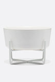 Waggo Simple Solid Matte White Dog Bowl and Stand